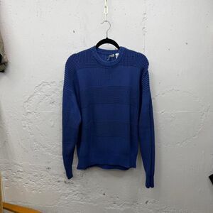 Vintage Claiborne Blue Textured Knit Sweater XL Vintage 90s granny Cozy Crewneck